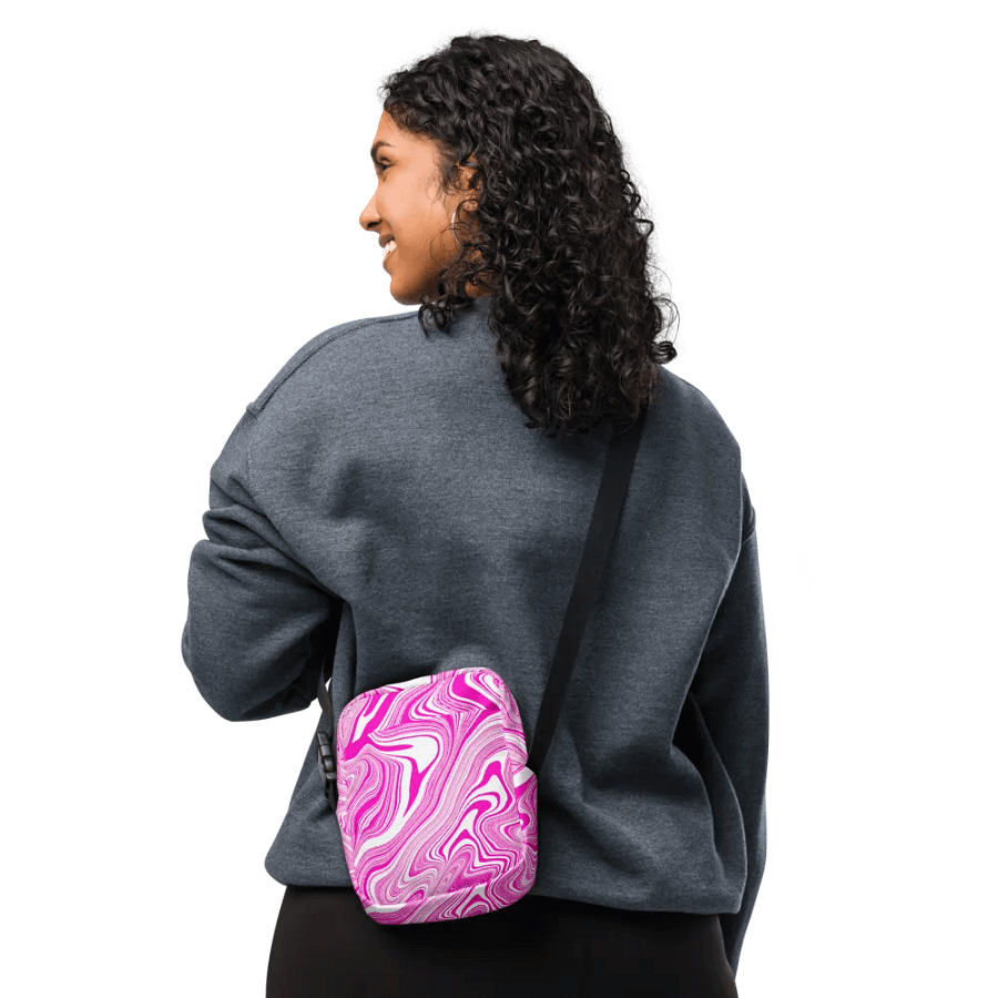Utility Crossbody Bag - Pink and White Liquid Swirls product image (11)