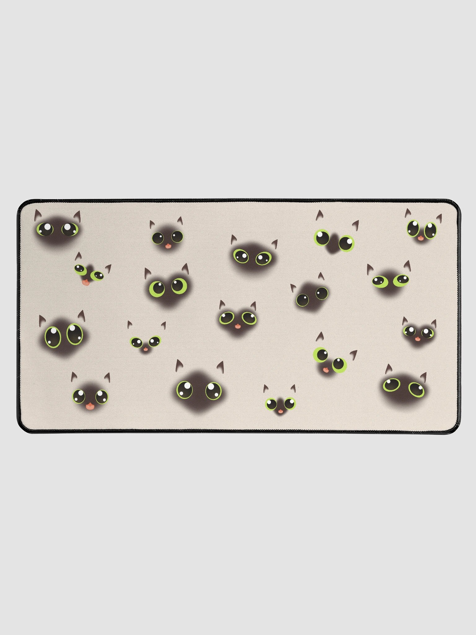 Cute Siamese Cat Faces (Green Eyes) Desk Mat 15.5" x 31.5" product image (1)