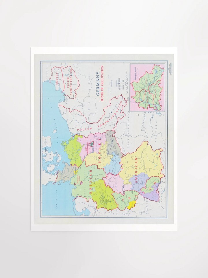 Germany Zones of Occupation Map (1947) – Vintage WWII Poster product image (1)