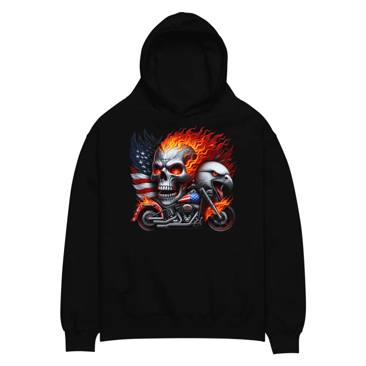 Flaming Eagle Skull Oversized Hoodie #11 product image (2)