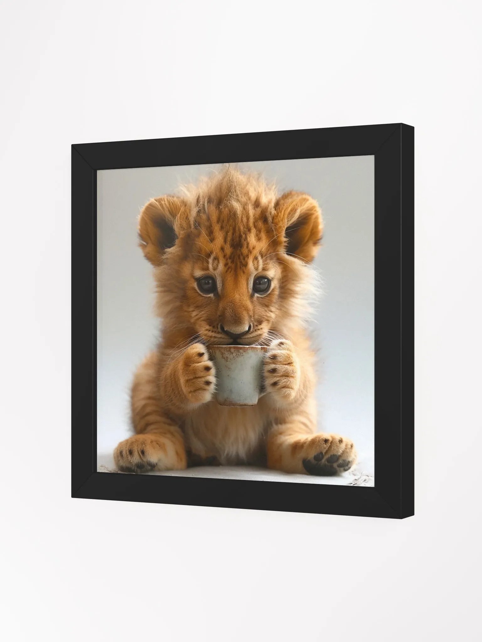 Coffee Lover Cute Baby Lion Cub Wall Art product image (36)