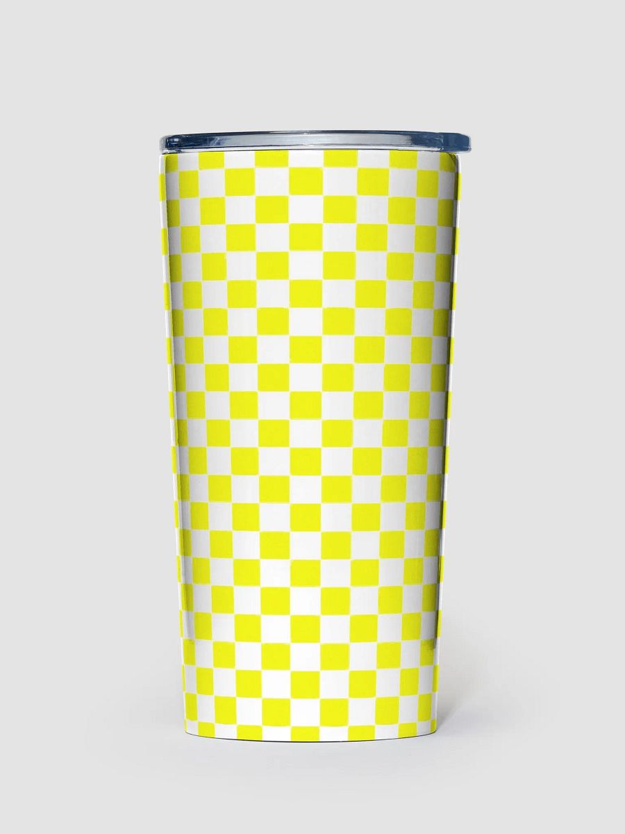 Checkered! Neon Yellow and White Checkers 20 oz Stainless Steel Tumbler product image (1)