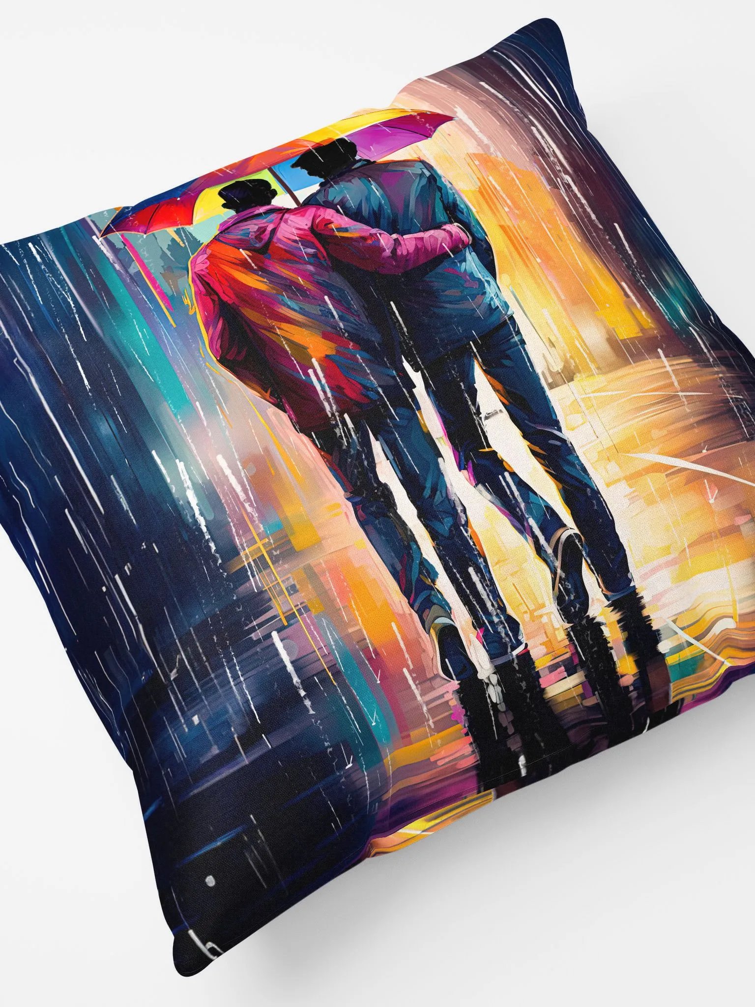 Gay Love In The Rain – Romantic Throw Pillow product image (5)
