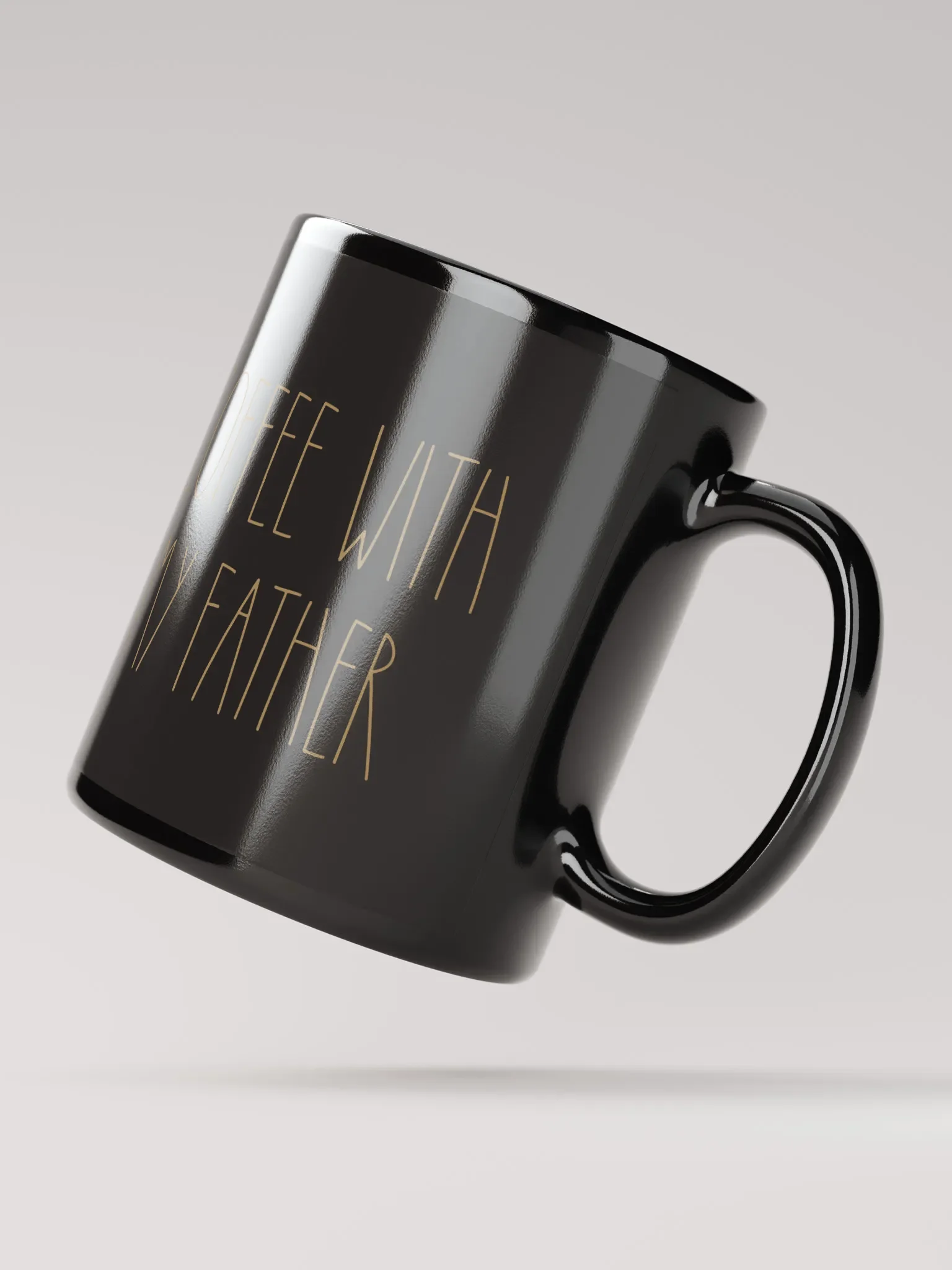 "Coffee With My Father” Mug (Black With Tan Lettering) product image (3)