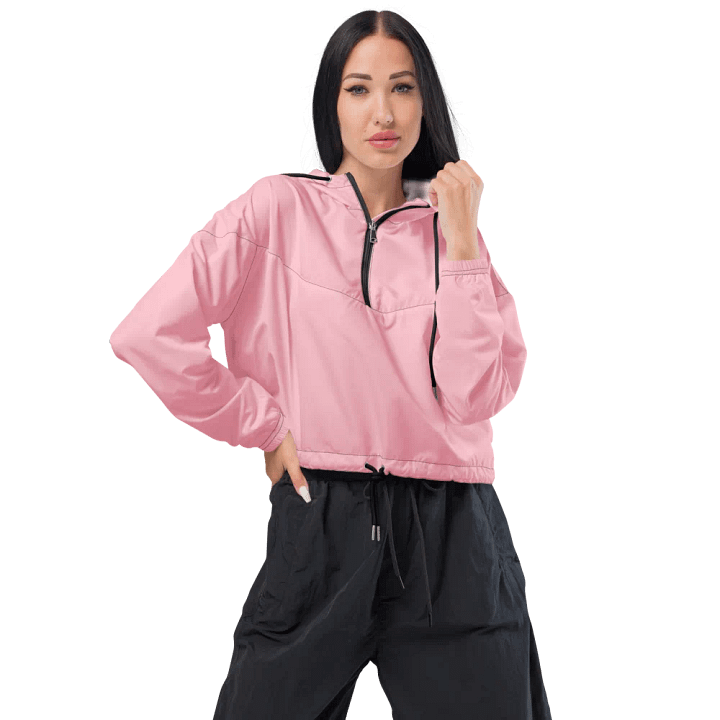Plain Color Pink Cropped Windbreaker product image (1)