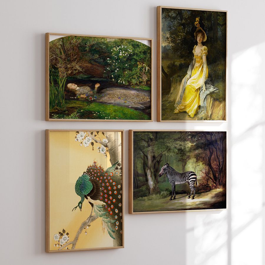 Yellow& Emerald Green Vintage Gallery Wall Set of 9 DIGITAL Prints product image (5)