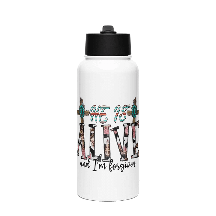 He Is Alive & I'm Forgiven - Stainless Steel Sports Water Bottle product image (1)