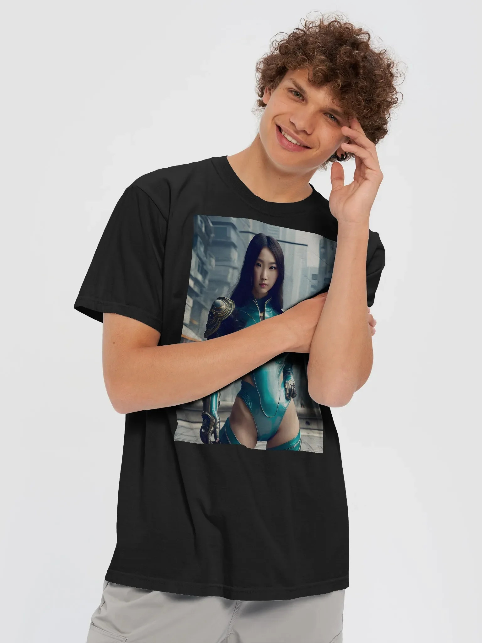 Lovely Asian Cyberpunk Portrait - Cool Art T-Shirt product image (5)