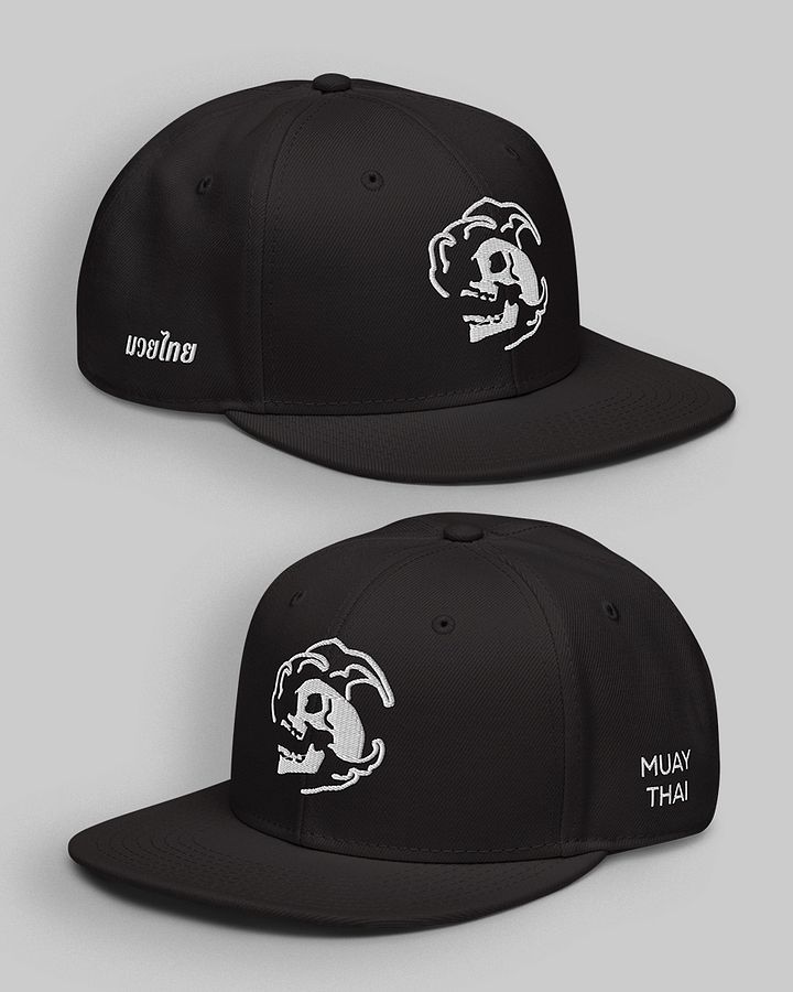 Muay Thai Skull Embroidered Snapback | Black product image (1)