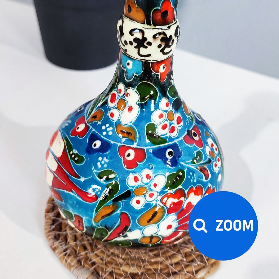 Ceramic vase (blue), Turkish Iznik style (Gözyaşi) — handmade pottery product image (4)