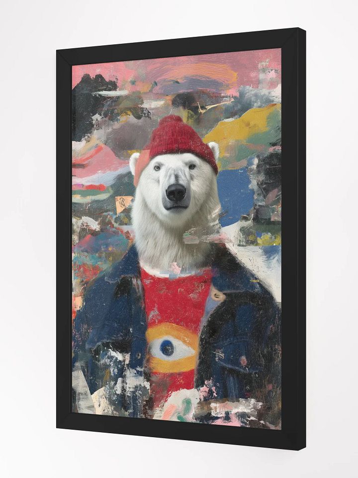 Hipster polar Bear surreal art Vibrant Ayous Wood Framed Poster product image (3)