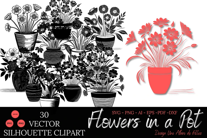 Exquisite Flower Silhouette : 30 Vector Clipart Collection product image (1)