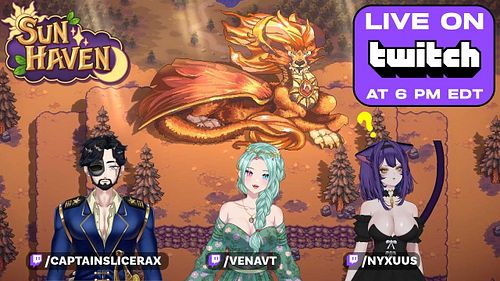 Our three chaos gremlings are back at it again!

Join the Captain Slicerax, @venavtuber, and @nyxuus as they play @sunhavenrp...