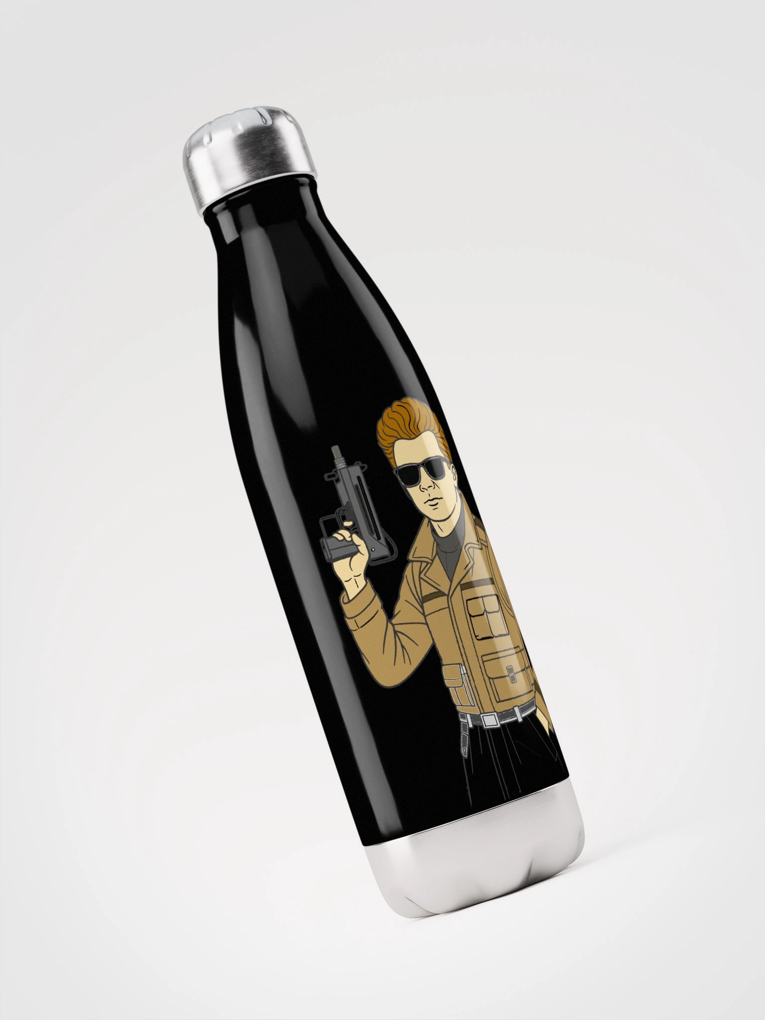 Retro 80's guy metal water bottle product image (3)