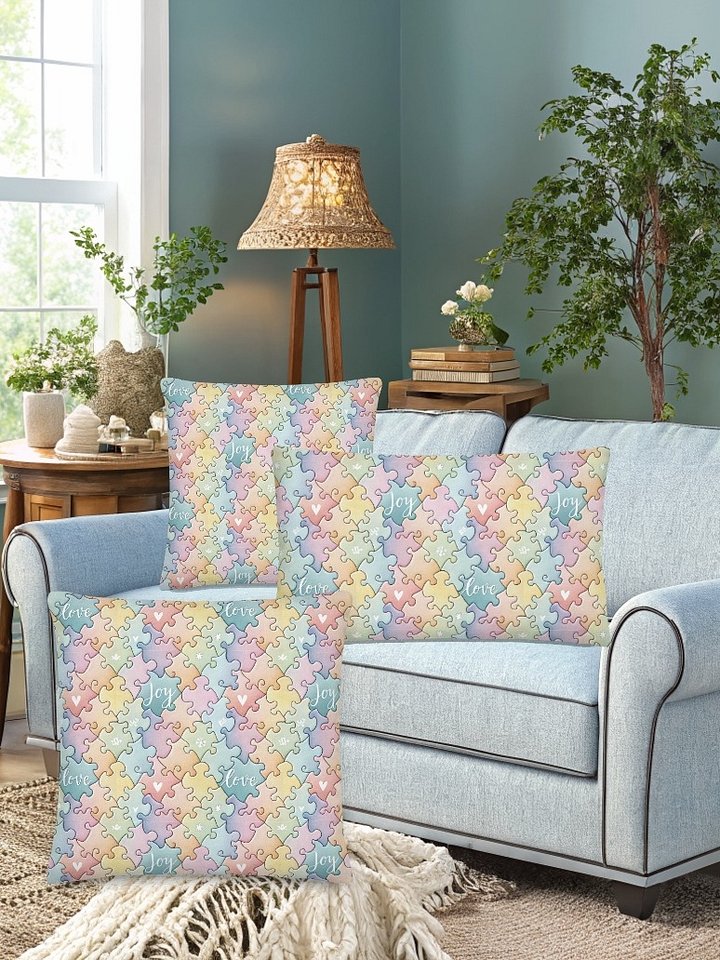 Harmonious Puzzle Pastels Decorative Pillow product image (1)