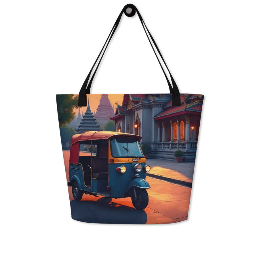 Tuk-Tuk at Sunset Near Thai Temple Tote bag. product image (5)