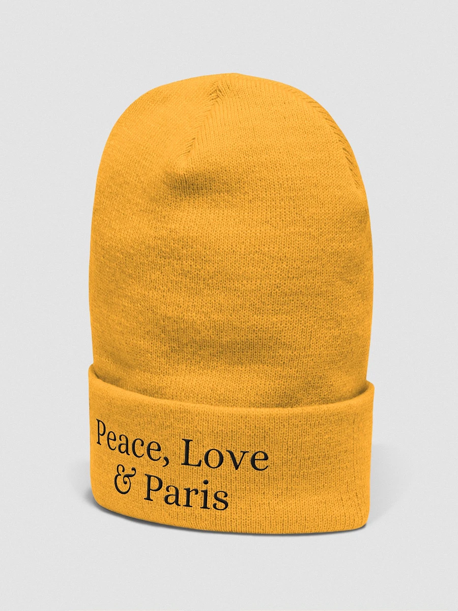 Peace, Love & Paris Cozy Comfort Beanie - Black Embroidery product image (3)