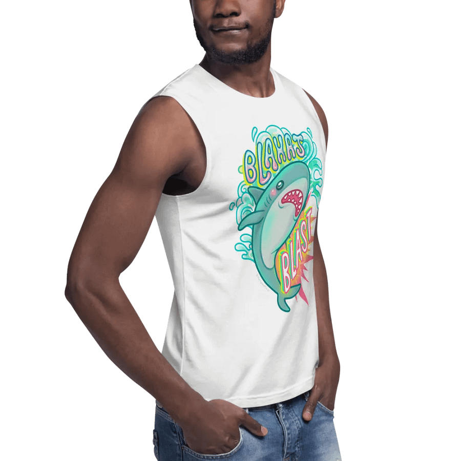 Blahaj Blast Muscle Tank product image (8)