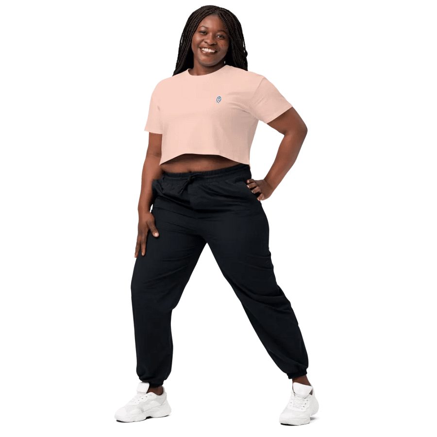 EXCLAIMING MENTALLY (L.C., aqua) embroidered cotton crop top product image (34)