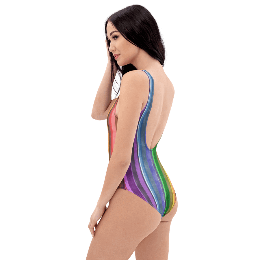 Cool Gouache Striped One-Piece Women's Swimsuit product image (5)