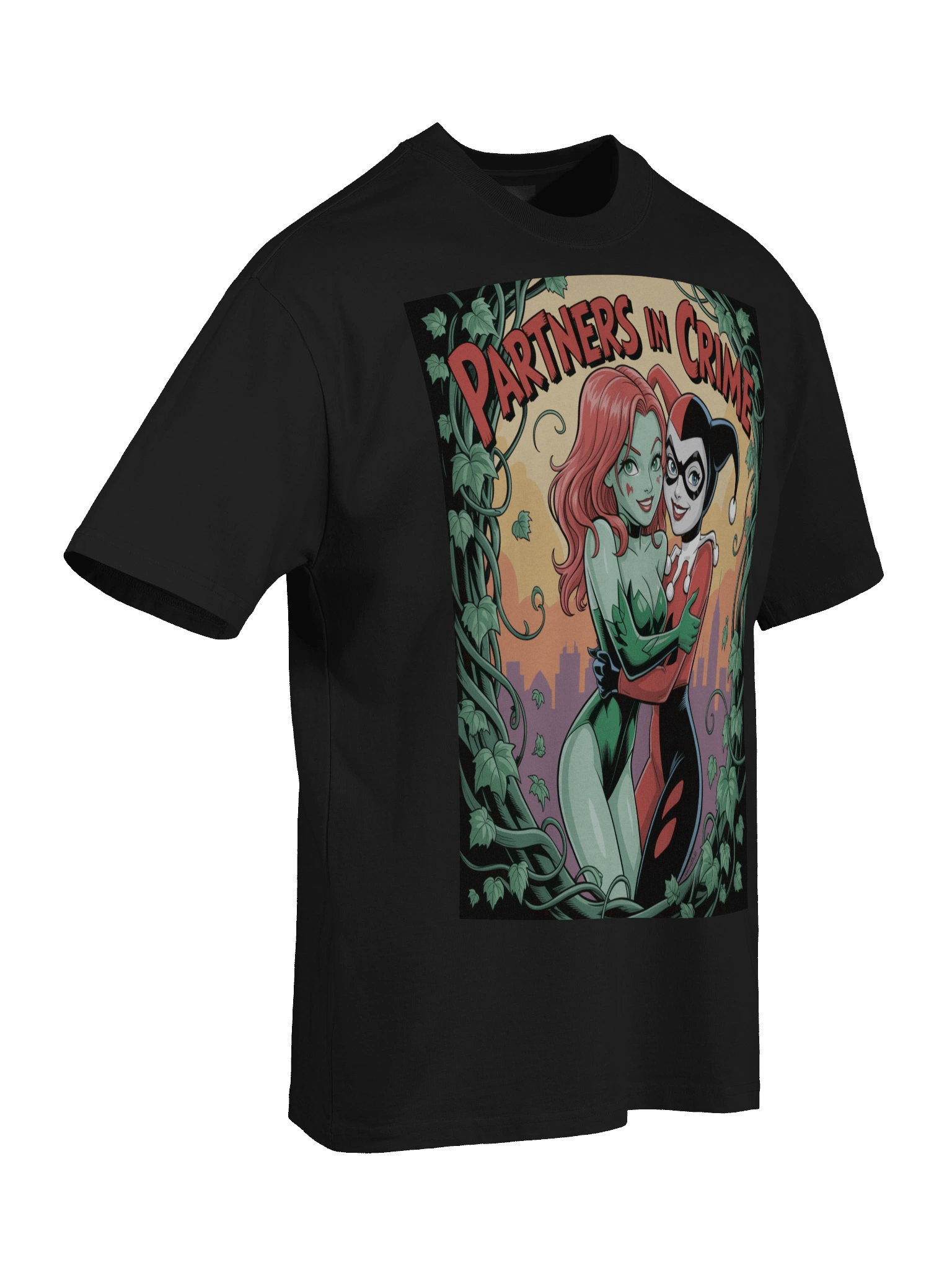 Partners in Crime: Poison Ivy & Harley Quinn Verdant Vows Oversized Faded Unisex T-Shirt product image (8)