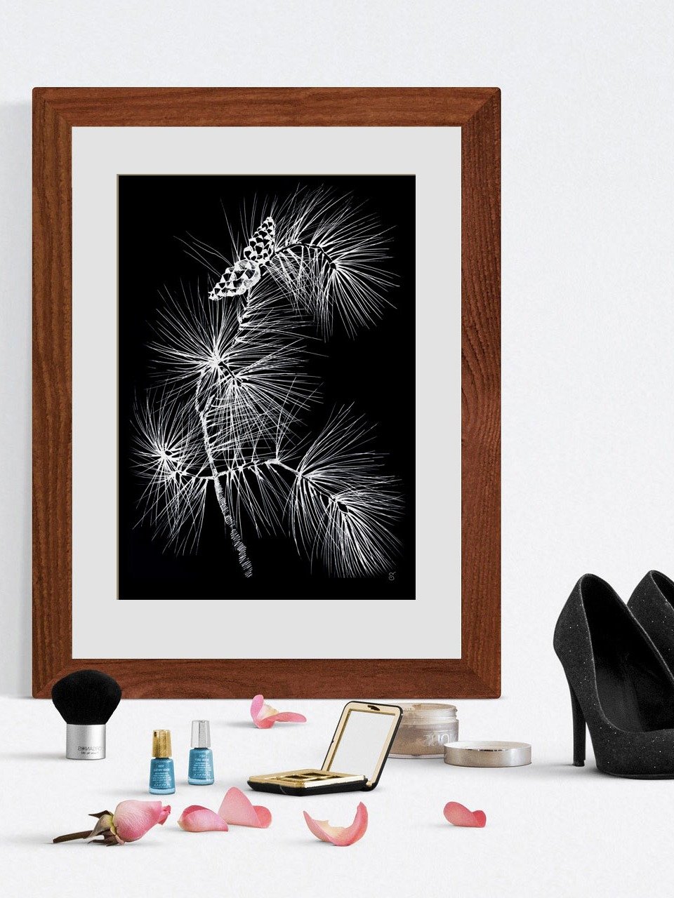 Vibrant Matte Paper Poster - Pine Branch and Cones product image (6)