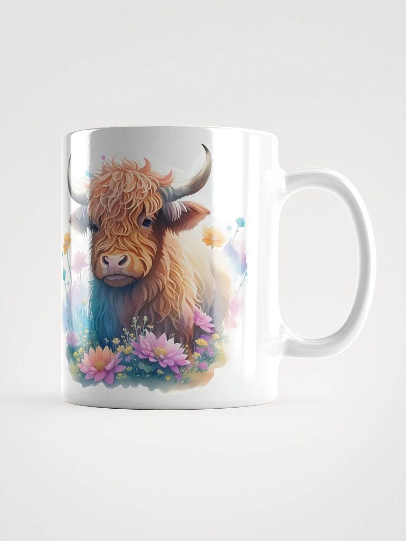 Highland Cow and Flowers Mirrored Mug