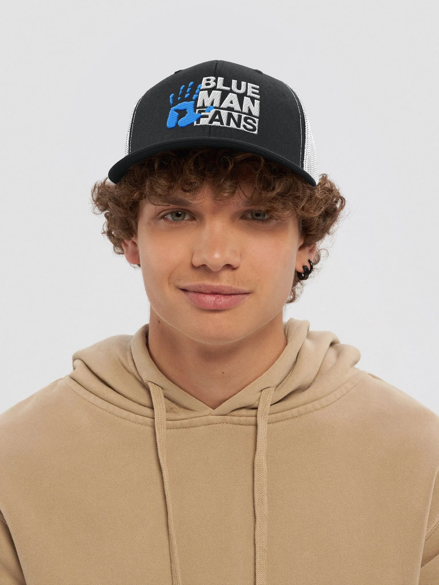 Blue Man Fans Hand Print Embroidered Trucker Cap product image (5)