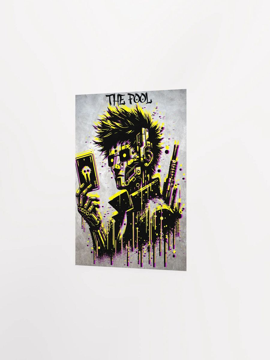 Cyberpunk Tarot Wall Art Poster – Futuristic "The Fool" Card with Punk Android & Neon Aesthetic – Digital Sci-Fi Artwork for Home Decor product image (6)