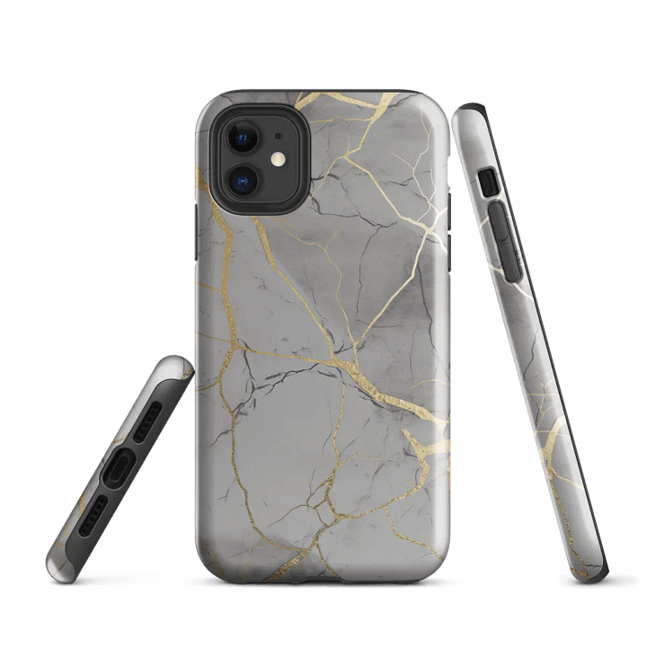 Grey & Gold Kintsugi Tough iPhone Case product image (1)