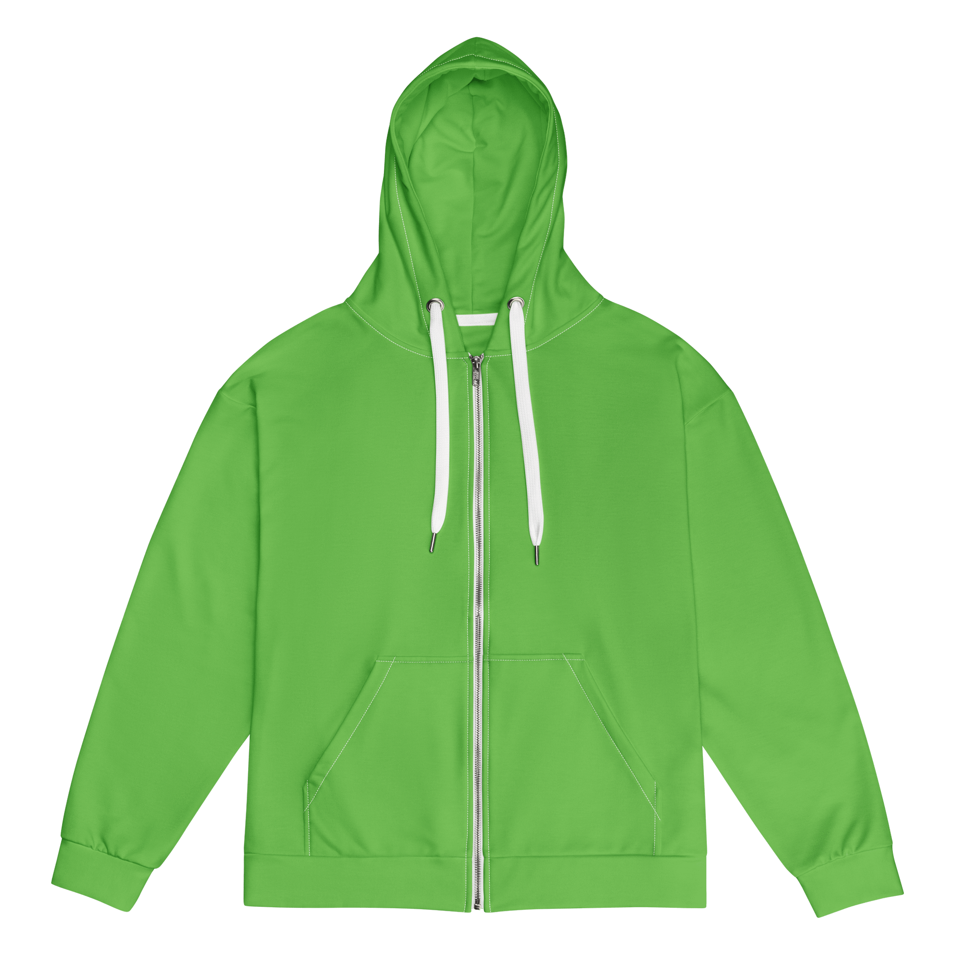 Irish Moss Green Solid Color Eco Friendly Unisex Zip Hoodie (Black Strings & Stitches) product image (1)