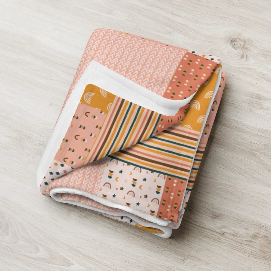 Bohemian Buttercup Rainbow Patchwork Throw Blanket product image (6)