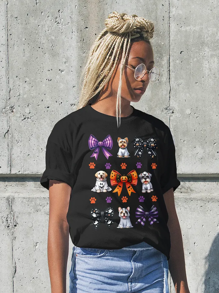 Cute Halloween Dog Ghosts and Bows T-Shirt Design4 product image (7)