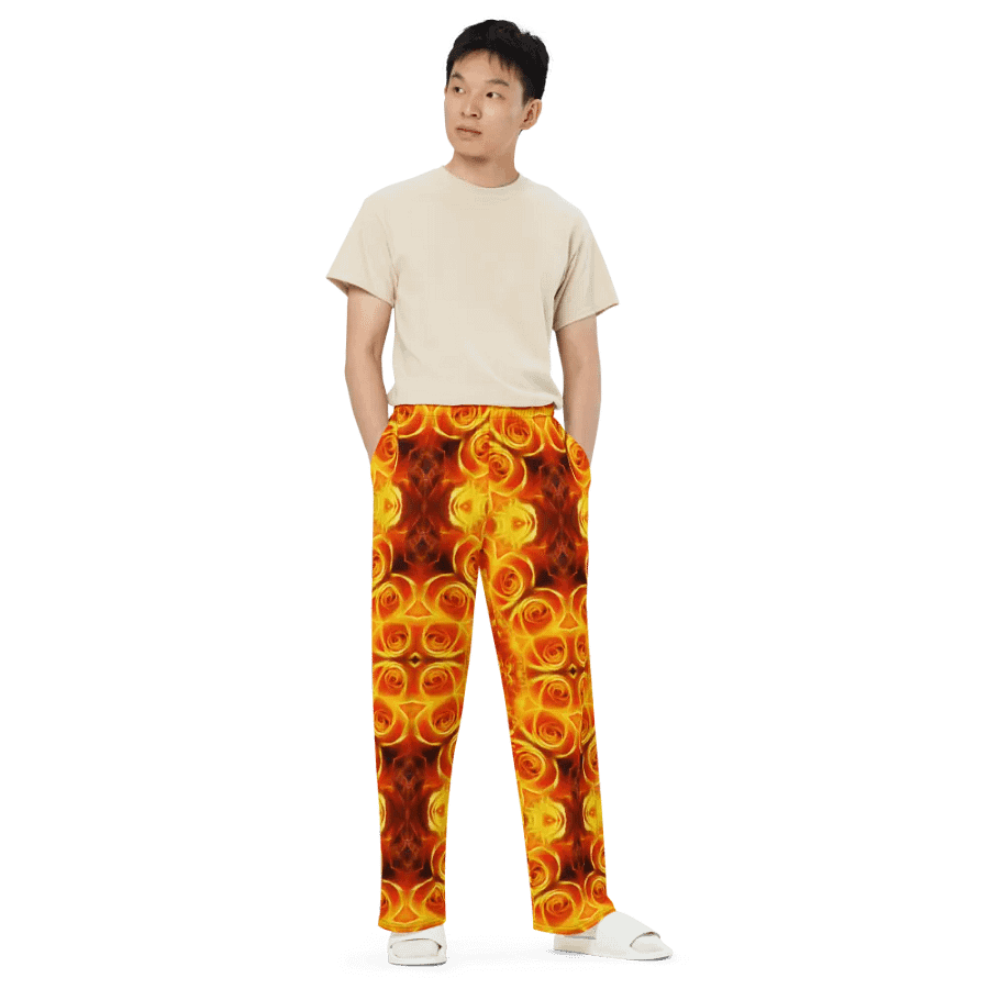 Orange Flower Petal Kaleidoscope Wideleg Pants product image (6)
