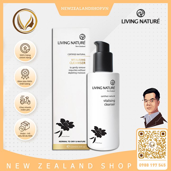 Sữa rửa mặt da khô Living Nature Vitalising Cleanser 120ml product image (1)