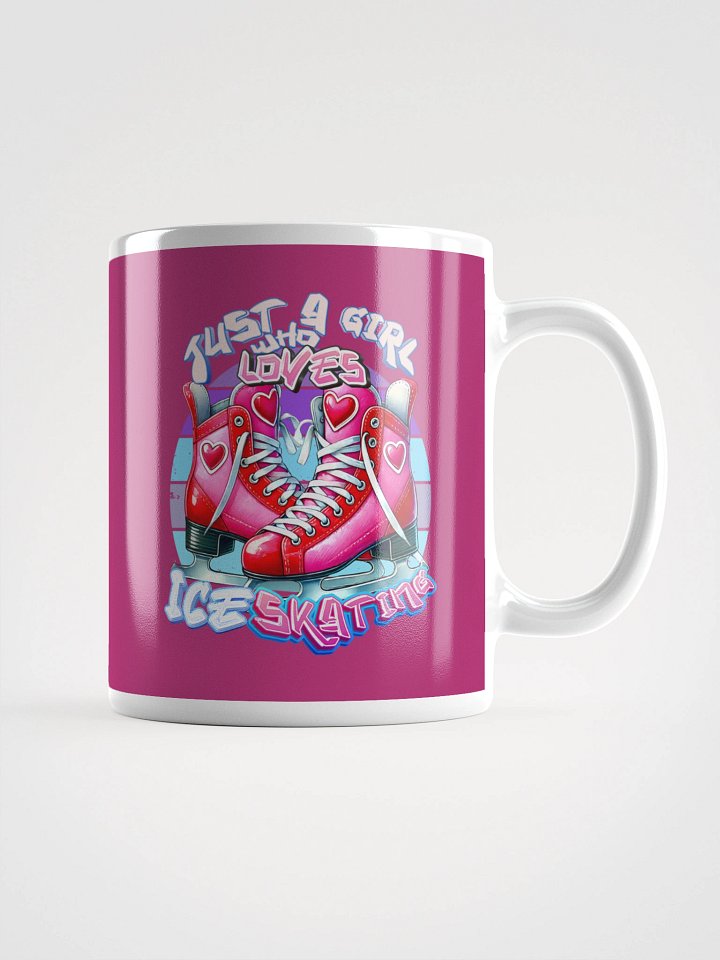 Just a Girl Who Loves Ice Skating Pink Skates Berry Background Mug for Skaters product image (1)