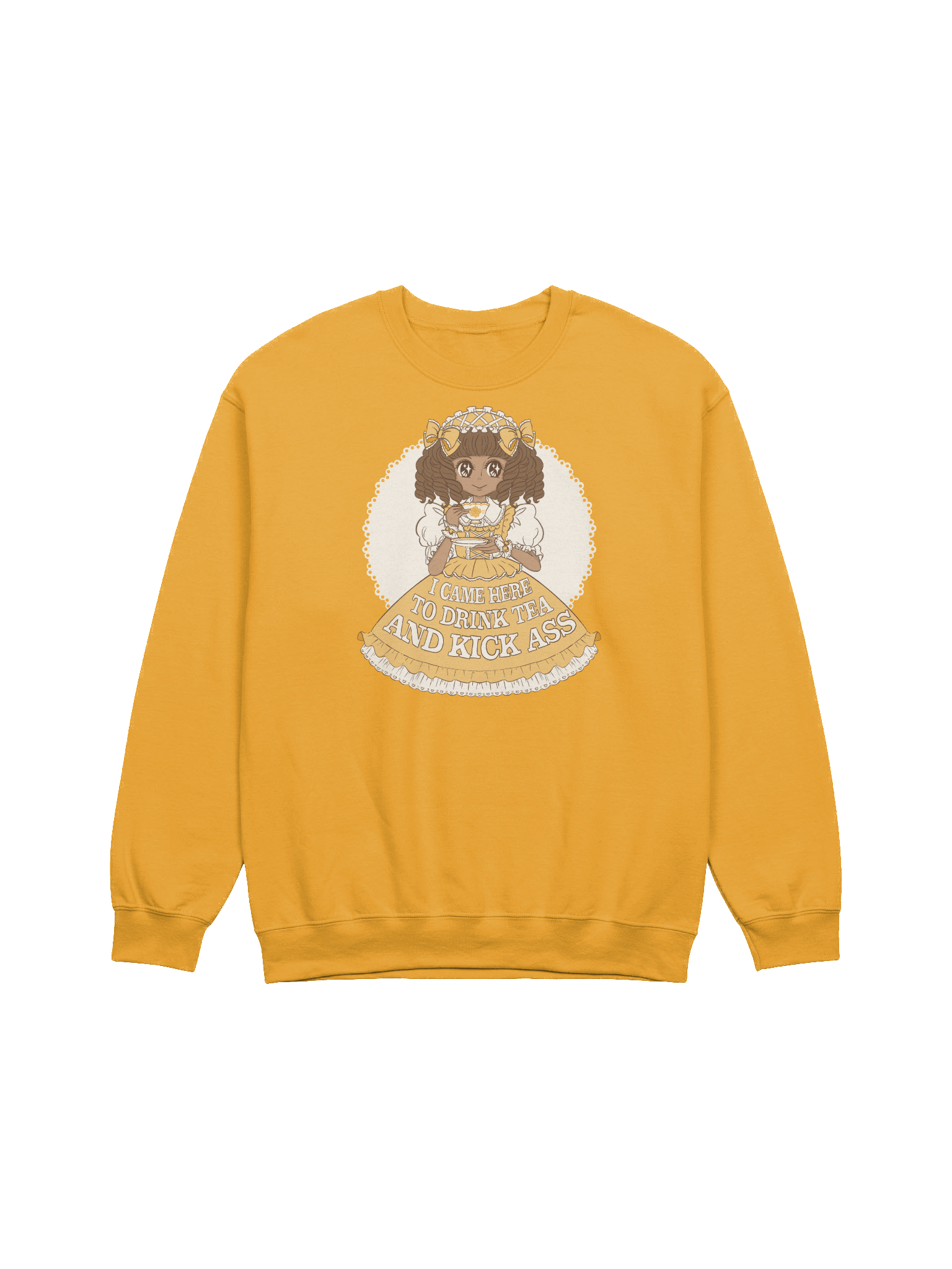 I Came Here to Drink Tea & Kick Ass (Oldschool, Honey) sweatshirt product image (4)