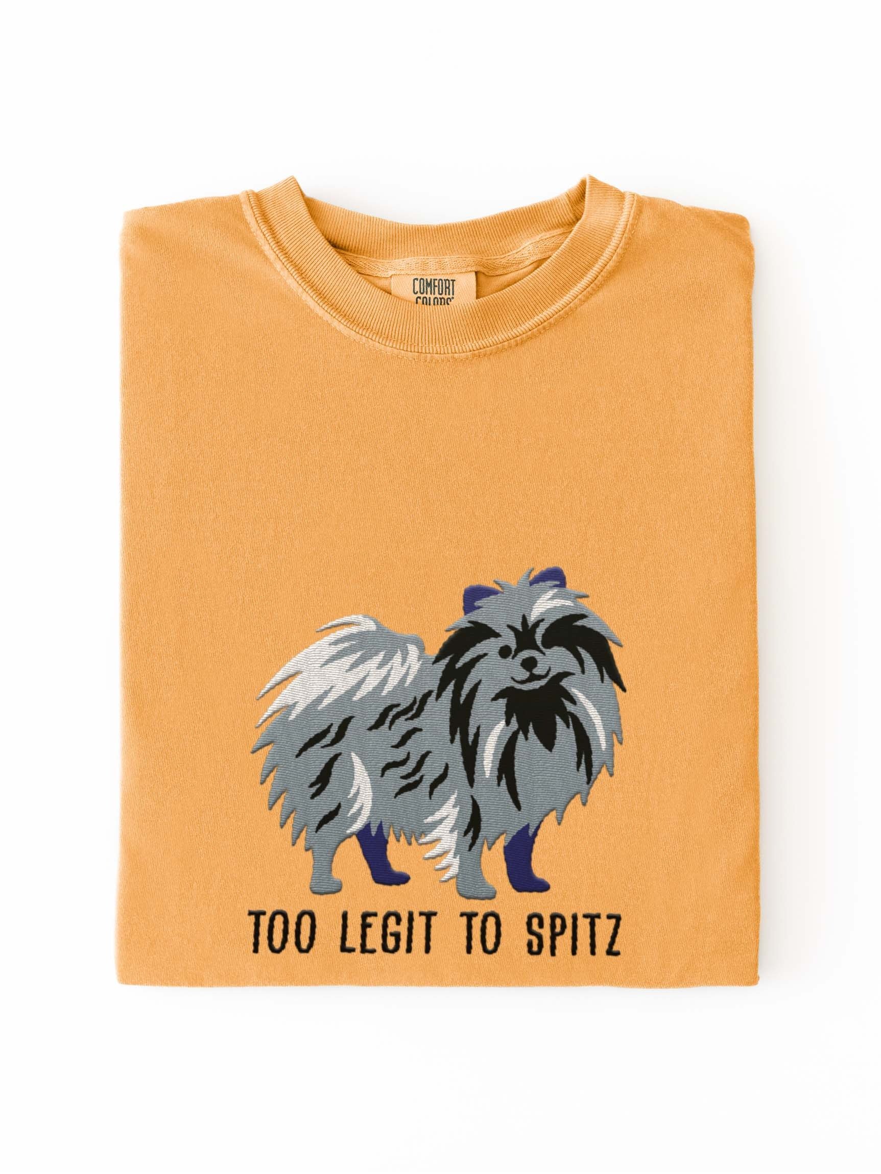 Too Legit to Spitz T-Shirt(Embroidered) of a Pomeranian(Blue Merle) product image (1)