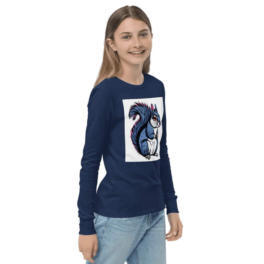 Blue Whiskered Squirrel Youth Long Sleeve T-Shirt product image (4)
