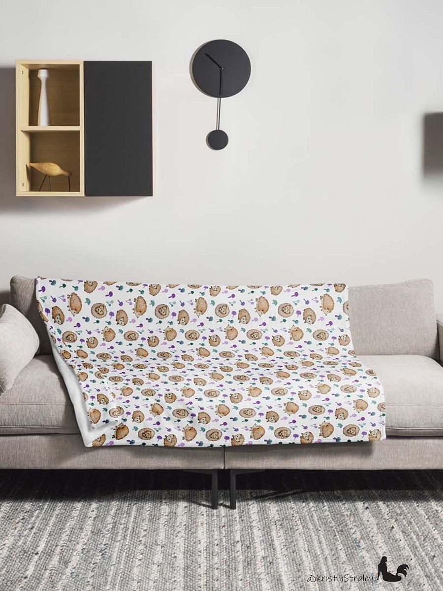 Hedgehogs & Mushrooms Fleece Throw Blanket product image (9)
