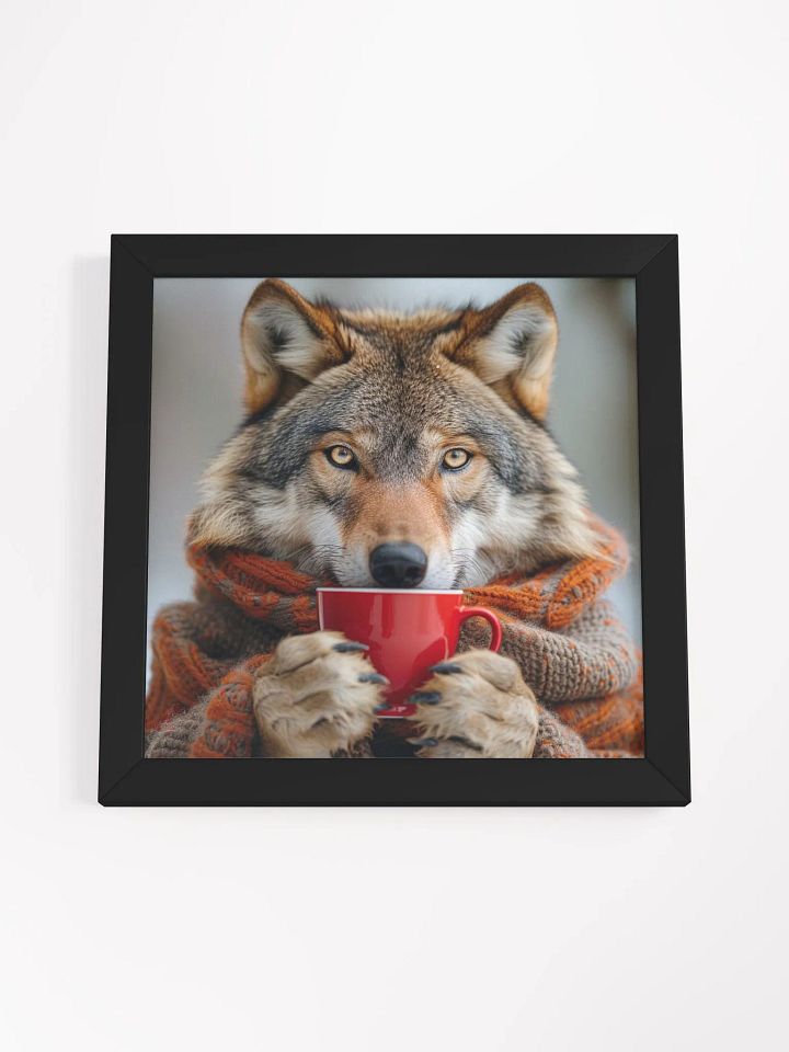 Coffee Lover Wolf Dog Framed Wall Art product image (2)