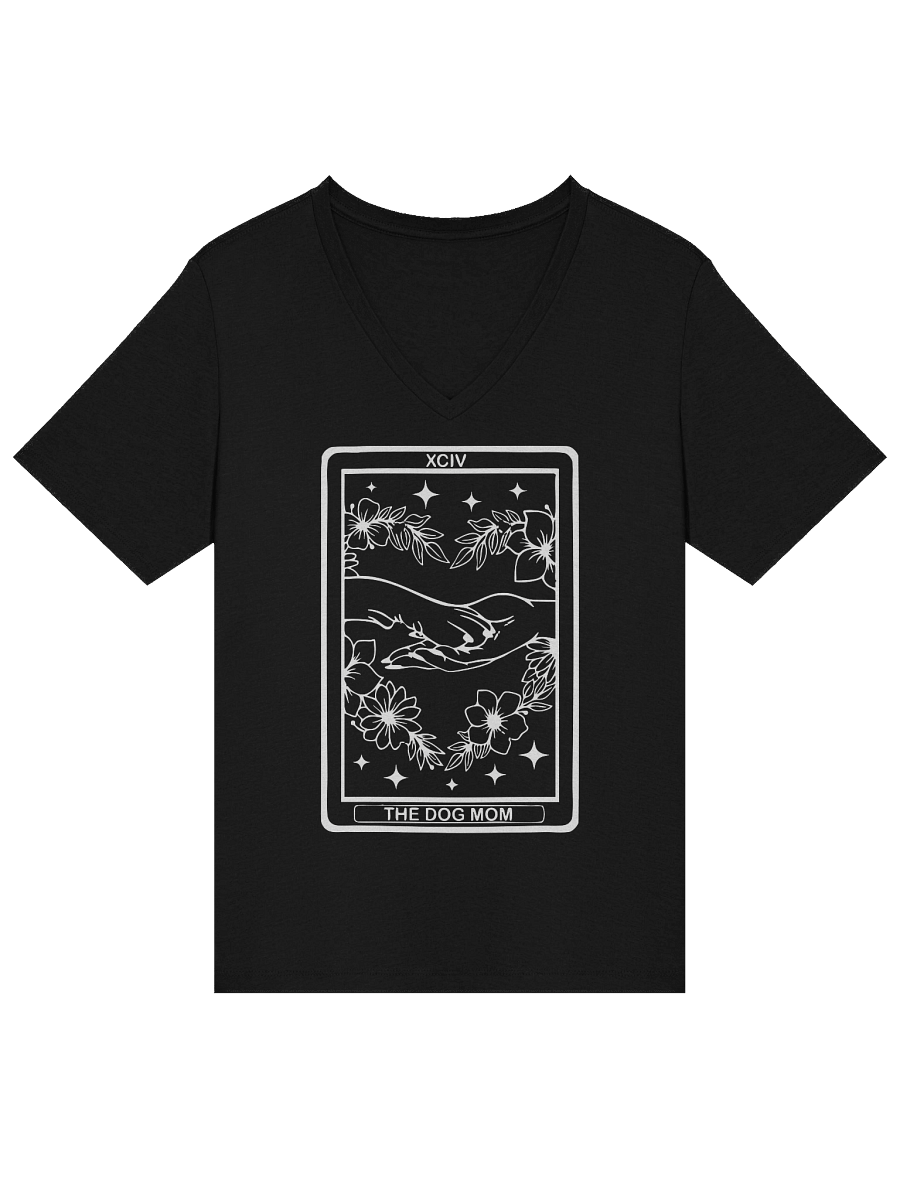 🌙 “V-Neck Dog Mom Tarot Tee [White Print]” product image (2)