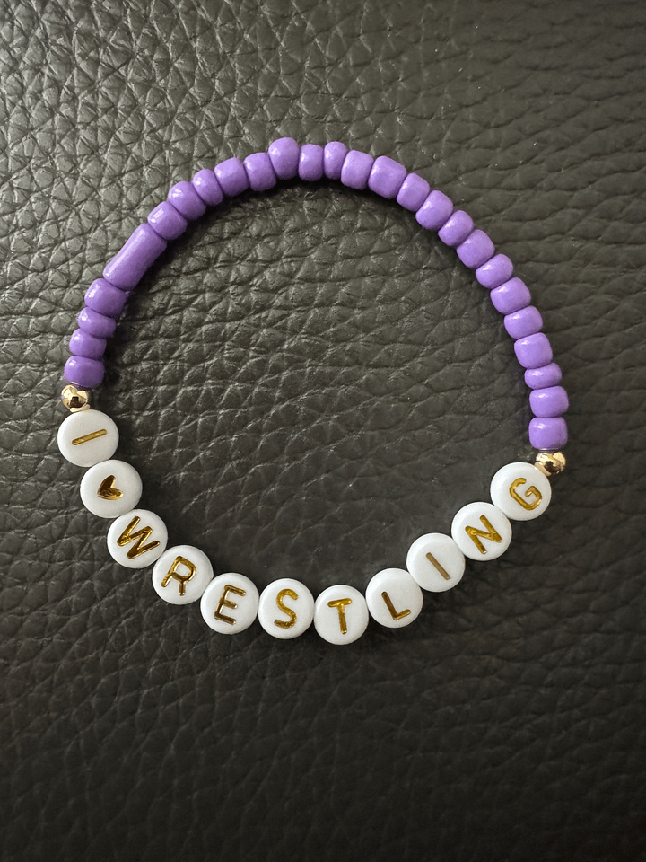 I Heart Wrestling Lavender Beaded Bracelet product image (1)