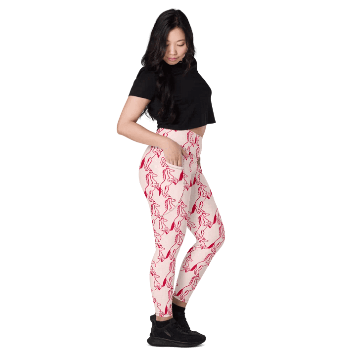 Horse Lovers Red & Pink Finesse Pocket Leggings product image (1)