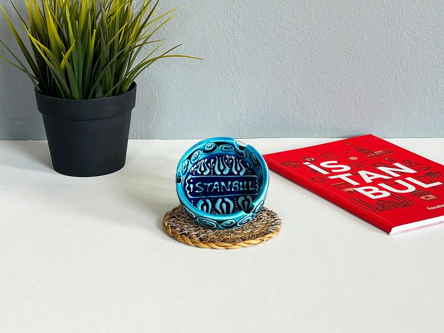 Small ceramic turquoise ashtray (small, 8 cm) — handmade pottery, handmade ceramic, home decor, handmade gift, Turkish ceramic product image (4)