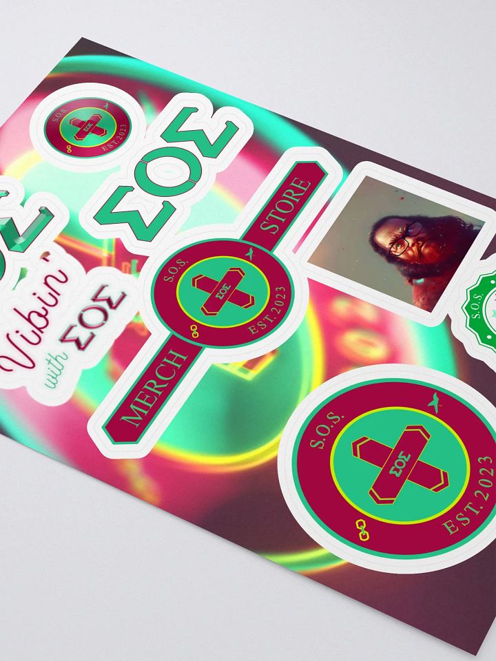 S.O.S. Communications, Inc. Kiss Cut Sticker Sheet with Custom Background by Allcolor product image (2)