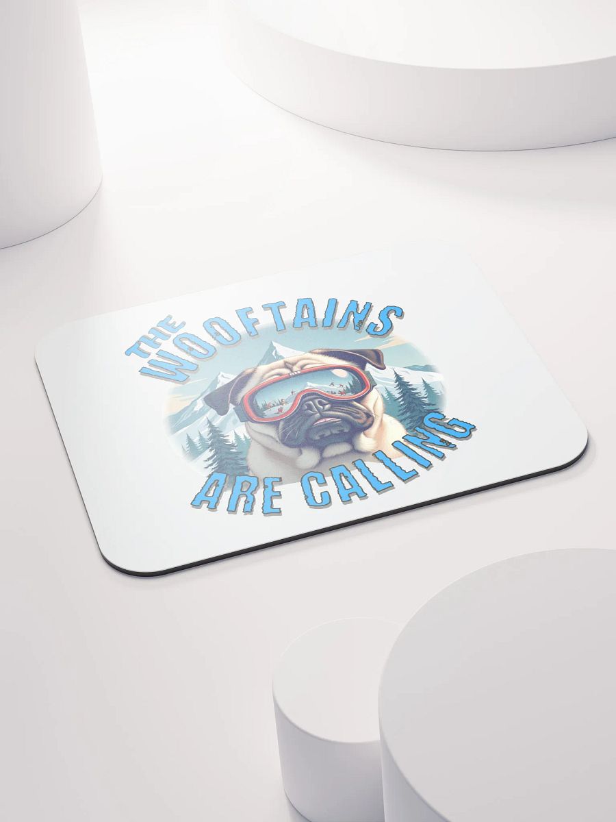 The Wooftains Are Calling Dog Pug Skiing Slopes Mouse Pad product image (4)