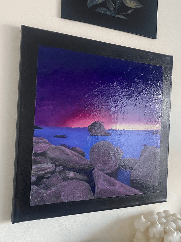 Boulder Sunset Serenity – Original Acrylic Landscape Painting on Wood Canvas product image (1)