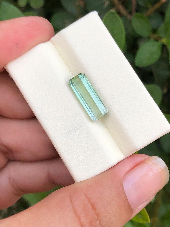 TOURMALINE GEMSTONE FOR PENDANT LITE GREEN EMERALD CUT SHINY NATURAL, 3.40 CARAT product image (2)