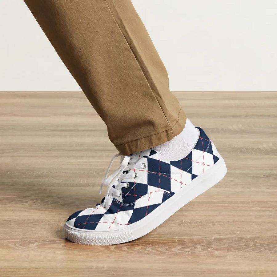 Harlequin Blue Diamond Men's Lace -Up Canvas Shoes product image (5)